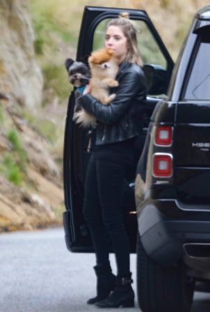 Ashley Benson - Out with her puppies in Malibu