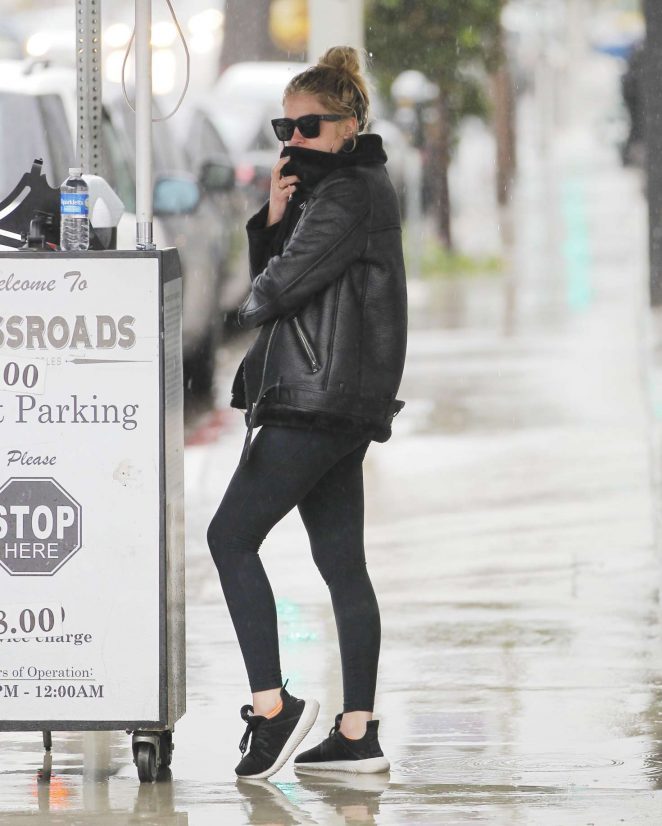 Ashley Benson - Wearing a leather biker jacket in West Hollywood