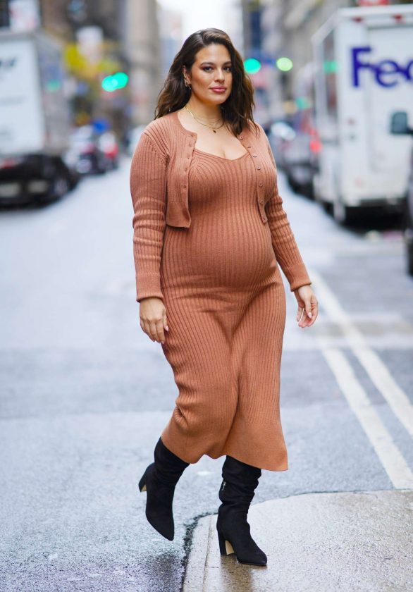 Ashley Graham in Shapely Dress - Out in New York