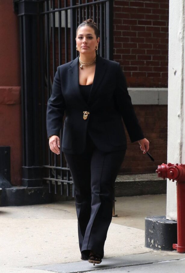 Ashley Graham - spotted exiting the CBS offices in New York