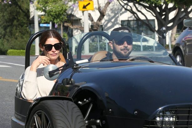 Ashley Greene and her husband Paul Khoury take a cruise through town in West Hollywood