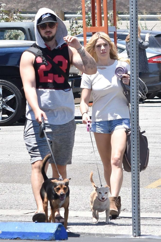Ashley Greene and Paul Khoury with her dogs in Toluca Lake
