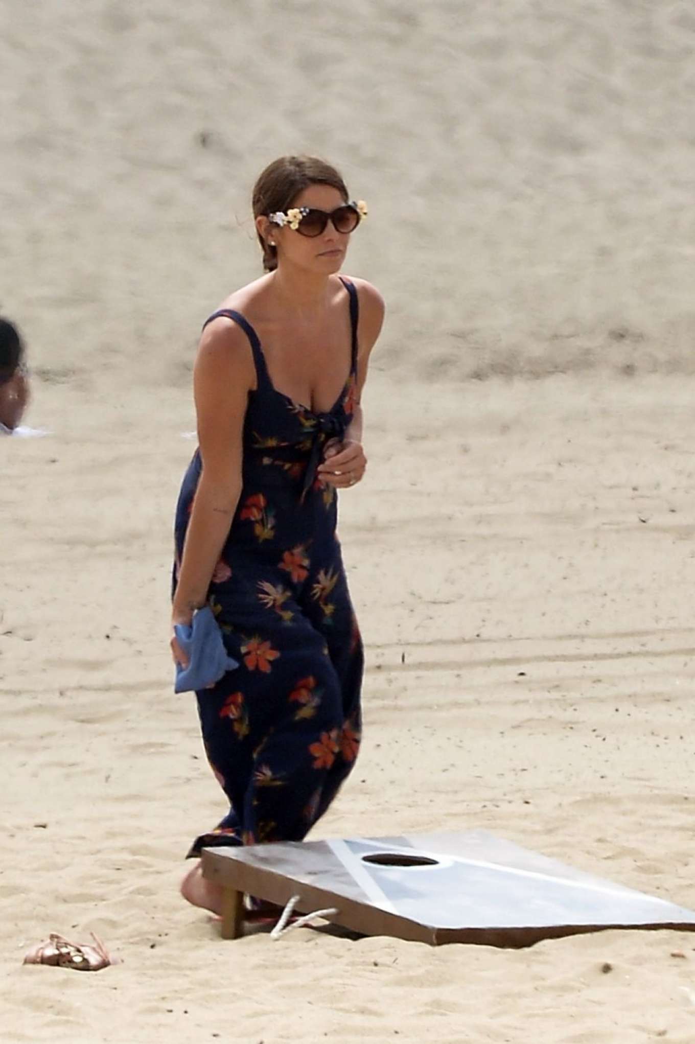 Ashley Greene at a beach party with friends in Los Angeles