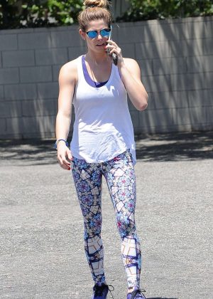 Ashley Greene in patterned leggings out in LA
