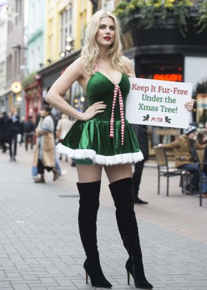 Ashley James - Fur Free PETA Christmas Campaign in London