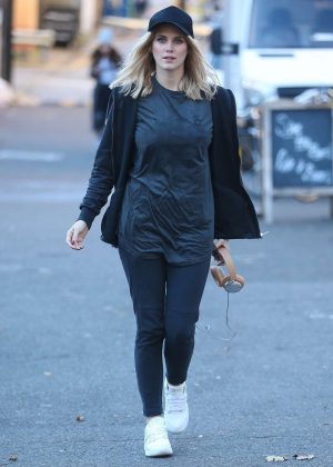 Ashley James in Tights Arrives at Hoxton Radio in London