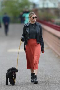 Ashley James with her dog Snoop out for a walk during self isolation