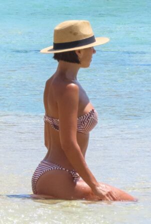 Ashley Roberts - In a black bikini with Janette Manrara on the beach in Mykonos