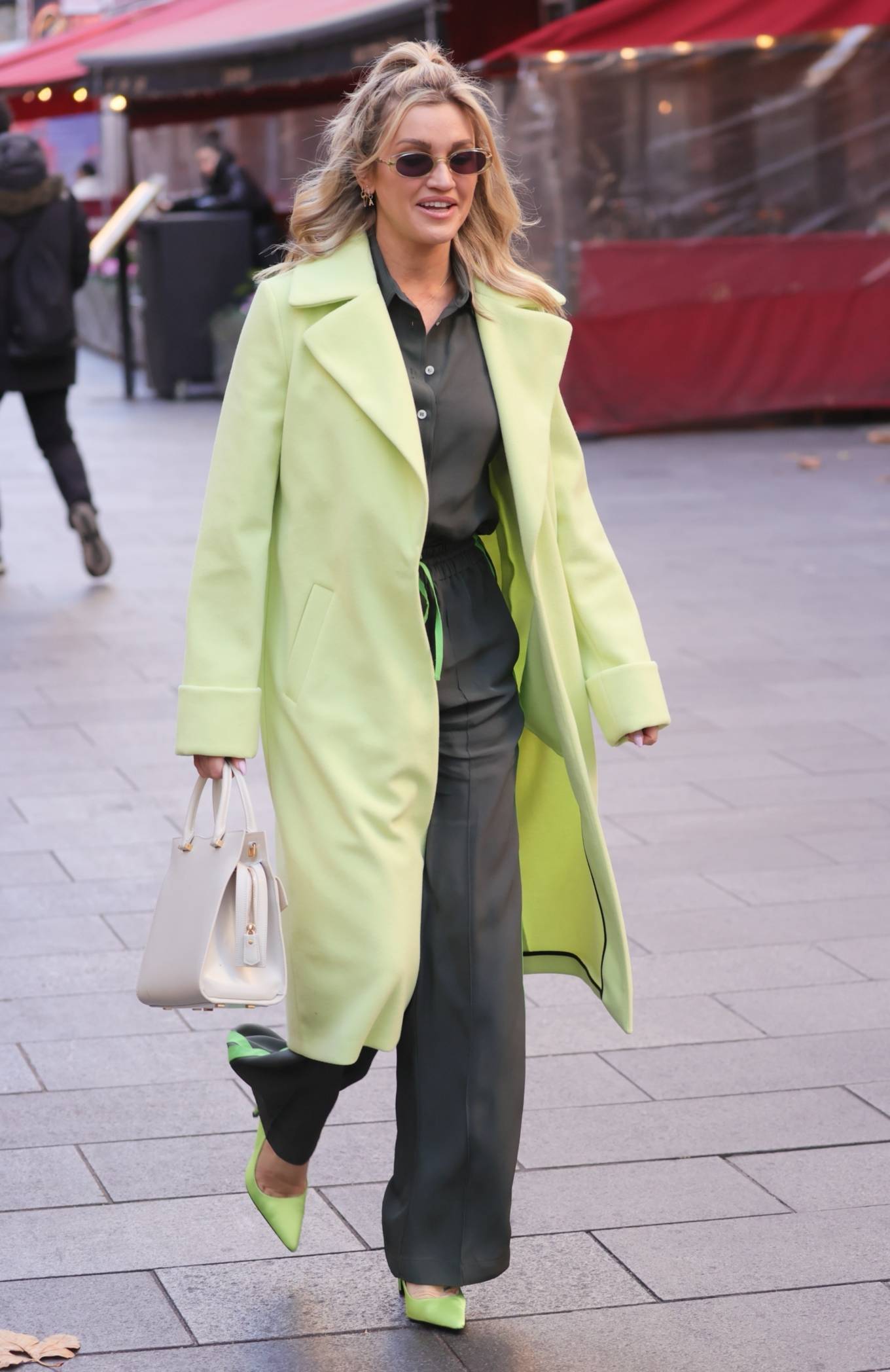 Ashley Roberts 2021 : Ashley Roberts – In a lime green trench coat at Heart radio in London-22