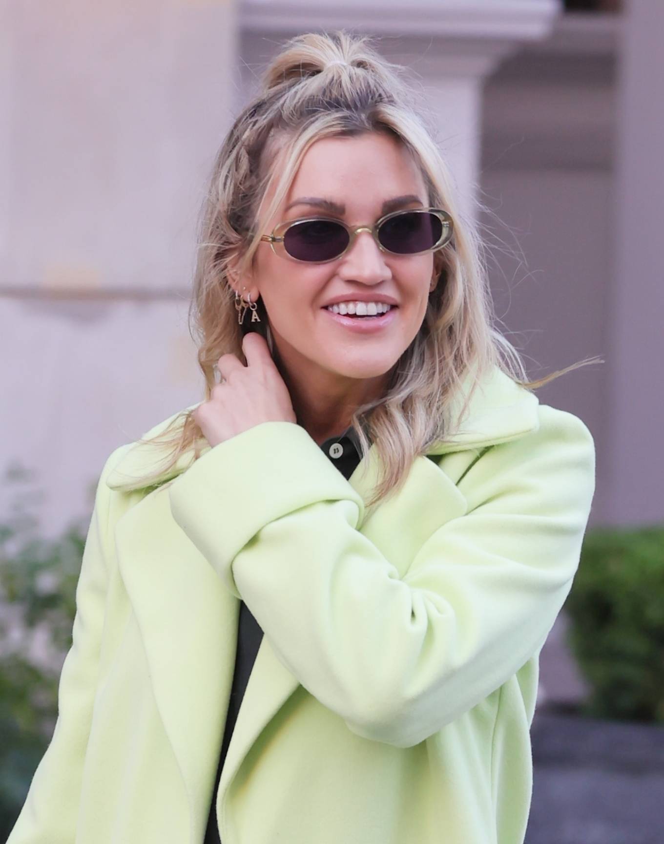 Ashley Roberts 2021 : Ashley Roberts – In a lime green trench coat at Heart radio in London-32