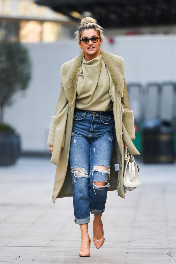 Ashley Roberts - In a ripped denim at Heart Radio Studios in London