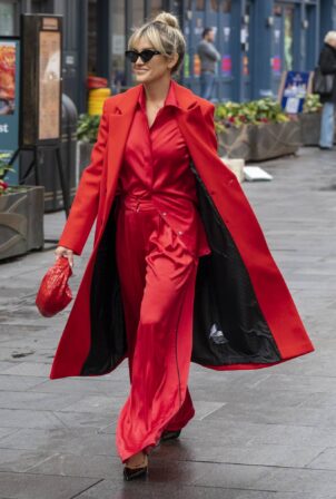 Ashley Roberts - In all red leaving Global Studios in London