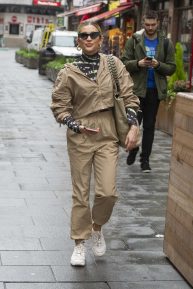 Ashley Roberts in Beige Outfit - Leaving Global Radio in London