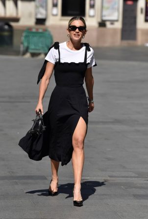 Ashley Roberts in Black Long Dress - Leaving the Global Radio studios in London