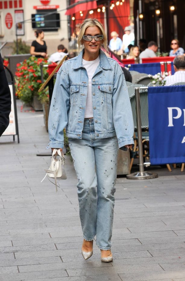 Ashley Roberts - In double denim after celebrating her Birthday at Heart radio in London