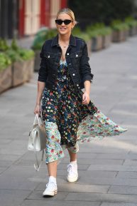 Ashley Roberts in Floral Dress - Outside Heart FM in London