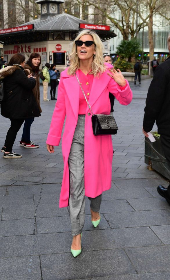 Ashley Roberts in Pink Coat - Leaves Global Radio in London