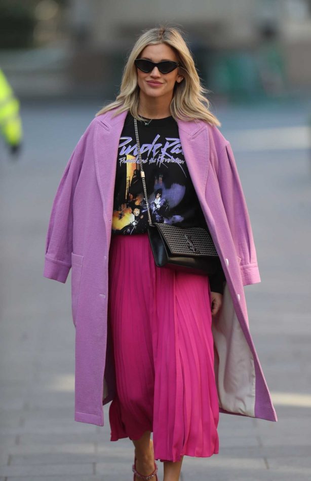 Ashley Roberts in Pink Outfit - Leaving Heart Radio Show in London