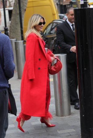Ashley Roberts - In red at Heart radio in London