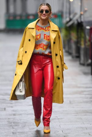 Ashley Roberts - In red leather pants leaving Global Studios - Heart FM in London