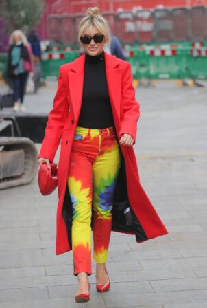 Ashley Roberts - In tie dyed bright trousers at Heart radio in London