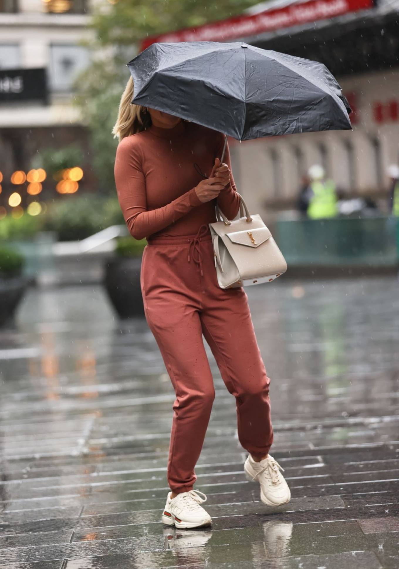 Ashley Roberts 2020 : Ashley Roberts – Leaving Heart Radio on rainy day in London-10