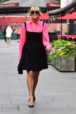 Ashley Roberts - Looks chic in a neon shirt and black dress at Heart radio in London