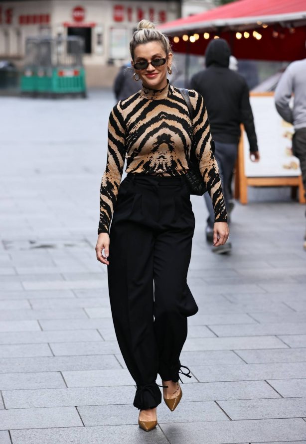Ashley Roberts - Pictured at Heart radio in animal print in London
