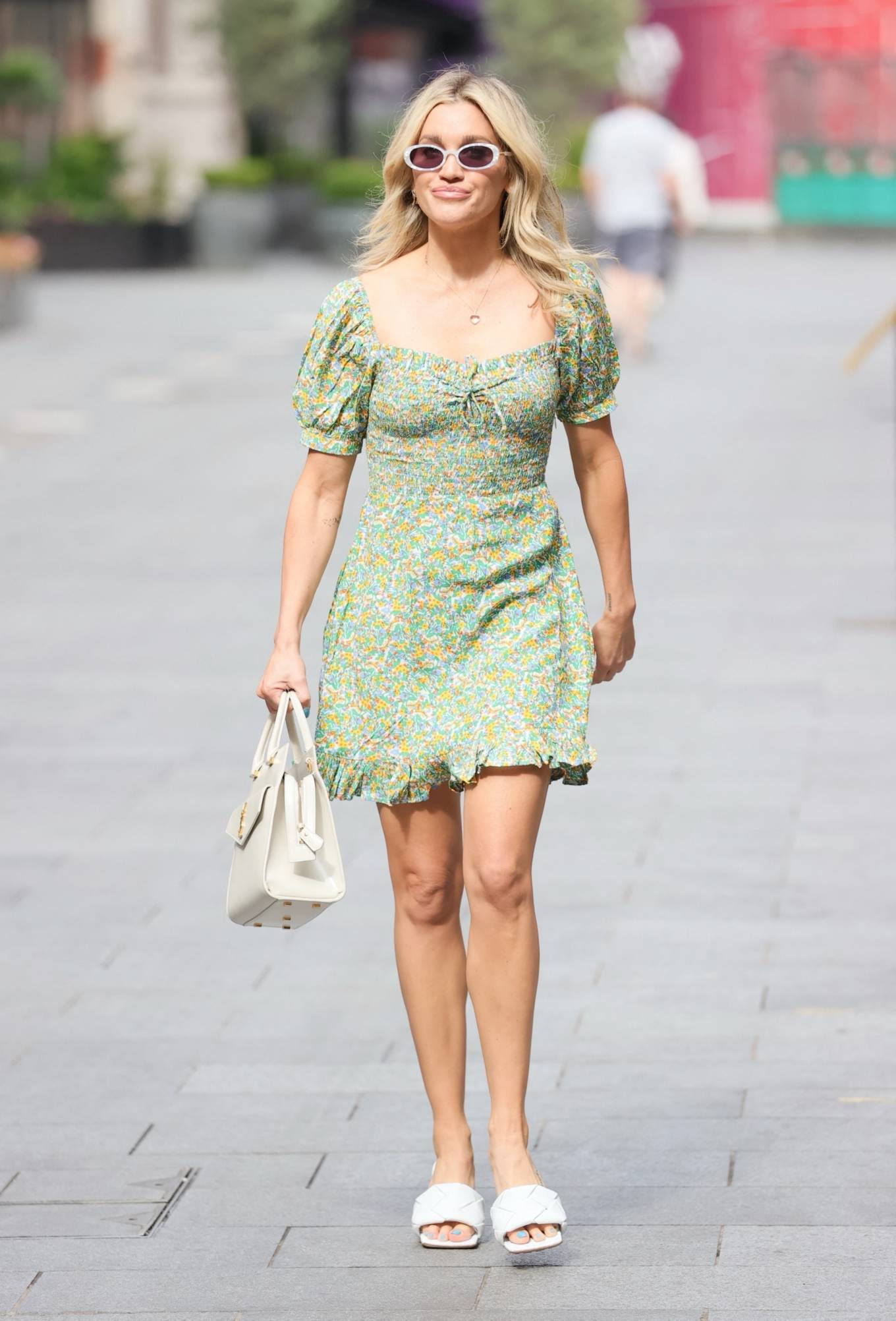 Ashley Roberts 2021 : Ashley Roberts – Seen at Heart radio in floaty floral mini dress in London-17