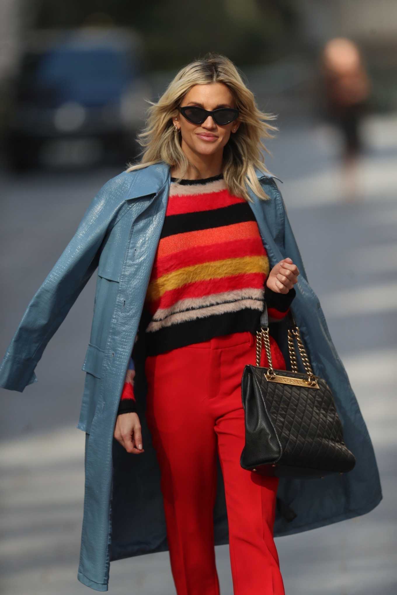 Ashley Roberts â€“ Seen leaving Heart Radio in red trouser and YSL Handbag in London