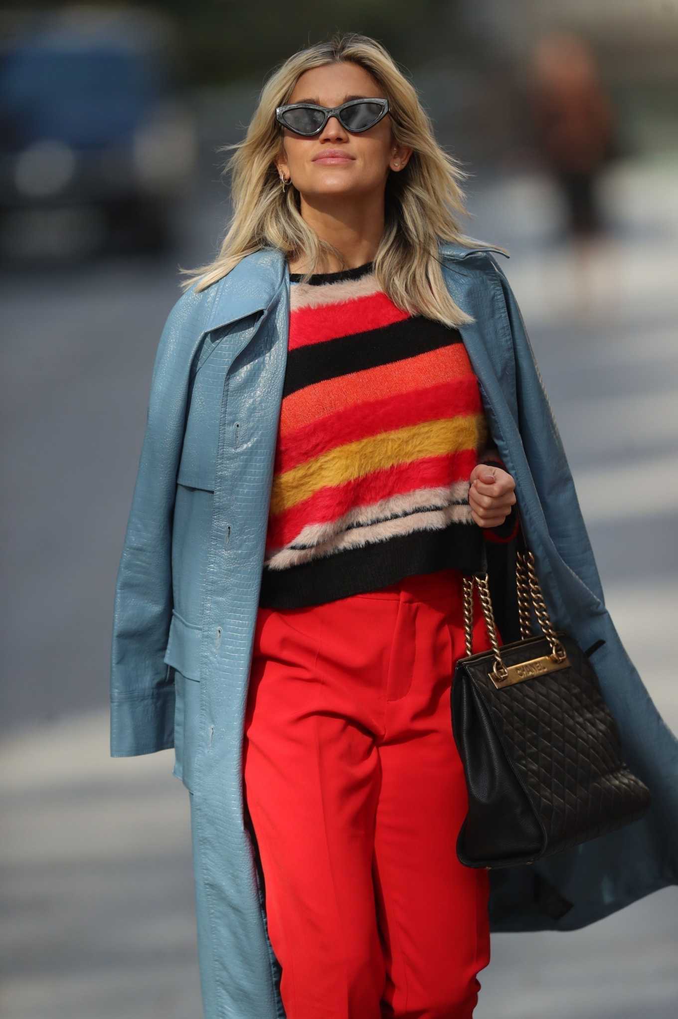Ashley Roberts â€“ Seen leaving Heart Radio in red trouser and YSL Handbag in London