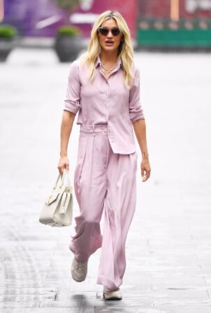 Ashley Roberts - Steps out in pink coords at Heart Radio in London