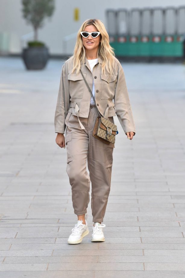 Ashley Roberts - Wears French Connection and shoes by Adidas at Heart Radio Studios in London