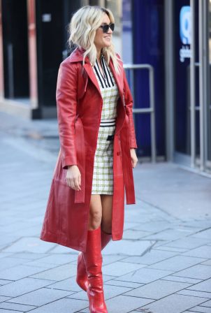 Ashley Roberts - Wears Karen Millen co-ord and Ego boots at Heart Radio Studios in London