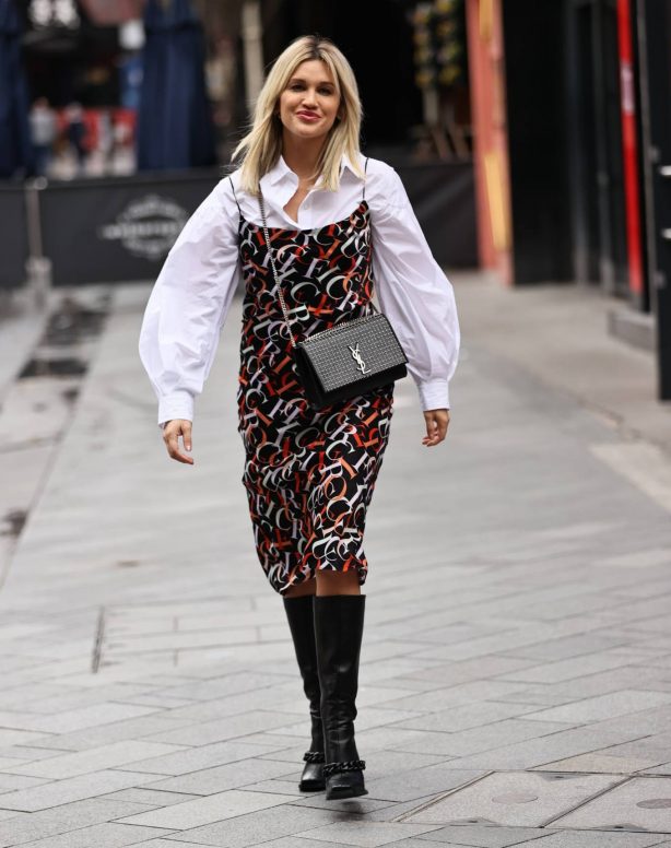 Ashley Roberts - Wears printed dress as she exits Heart radio in London