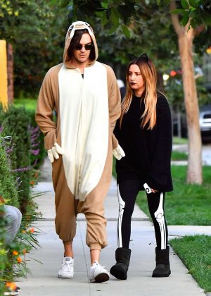 Ashley Tisdale and Christopher French at Trick or Treating on Halloween in Toluca Lake