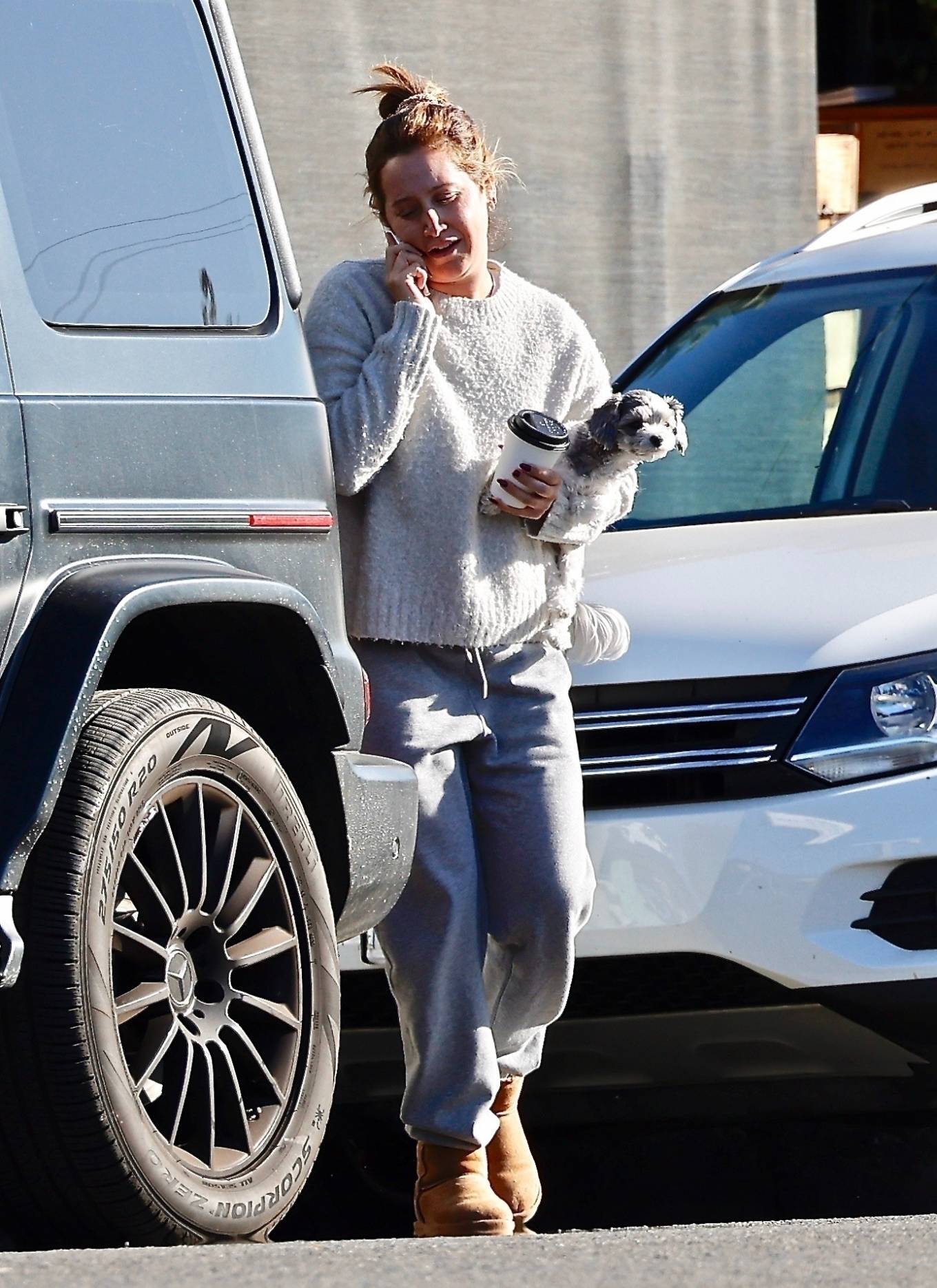 Ashley Tisdale 2022 : Ashley Tisdale – Brings her dog along on a mid-day coffee run in Studio City-02