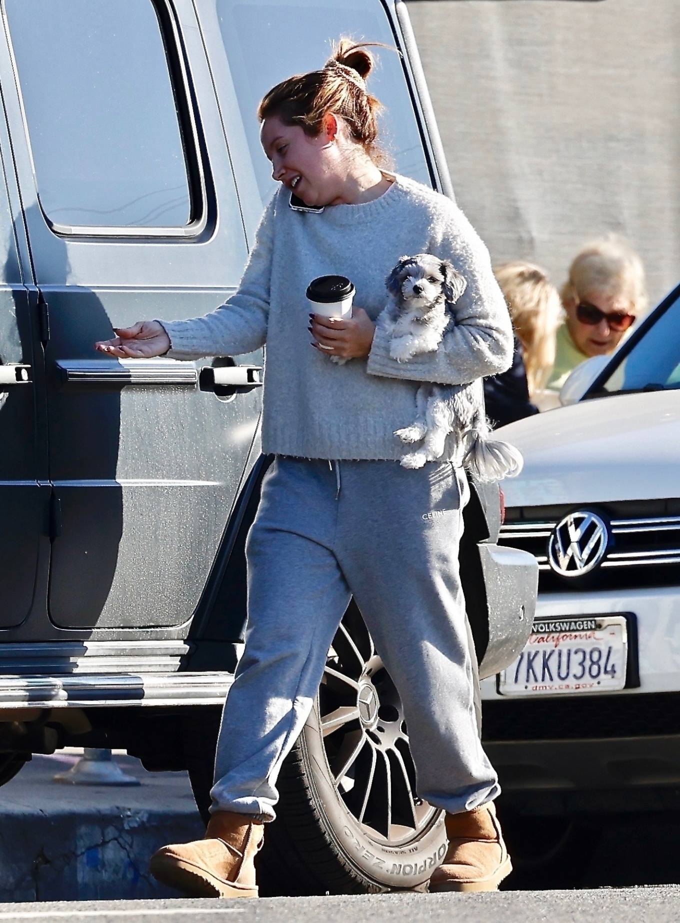 Ashley Tisdale - Brings her dog along on a mid-day coffee run in Studio City