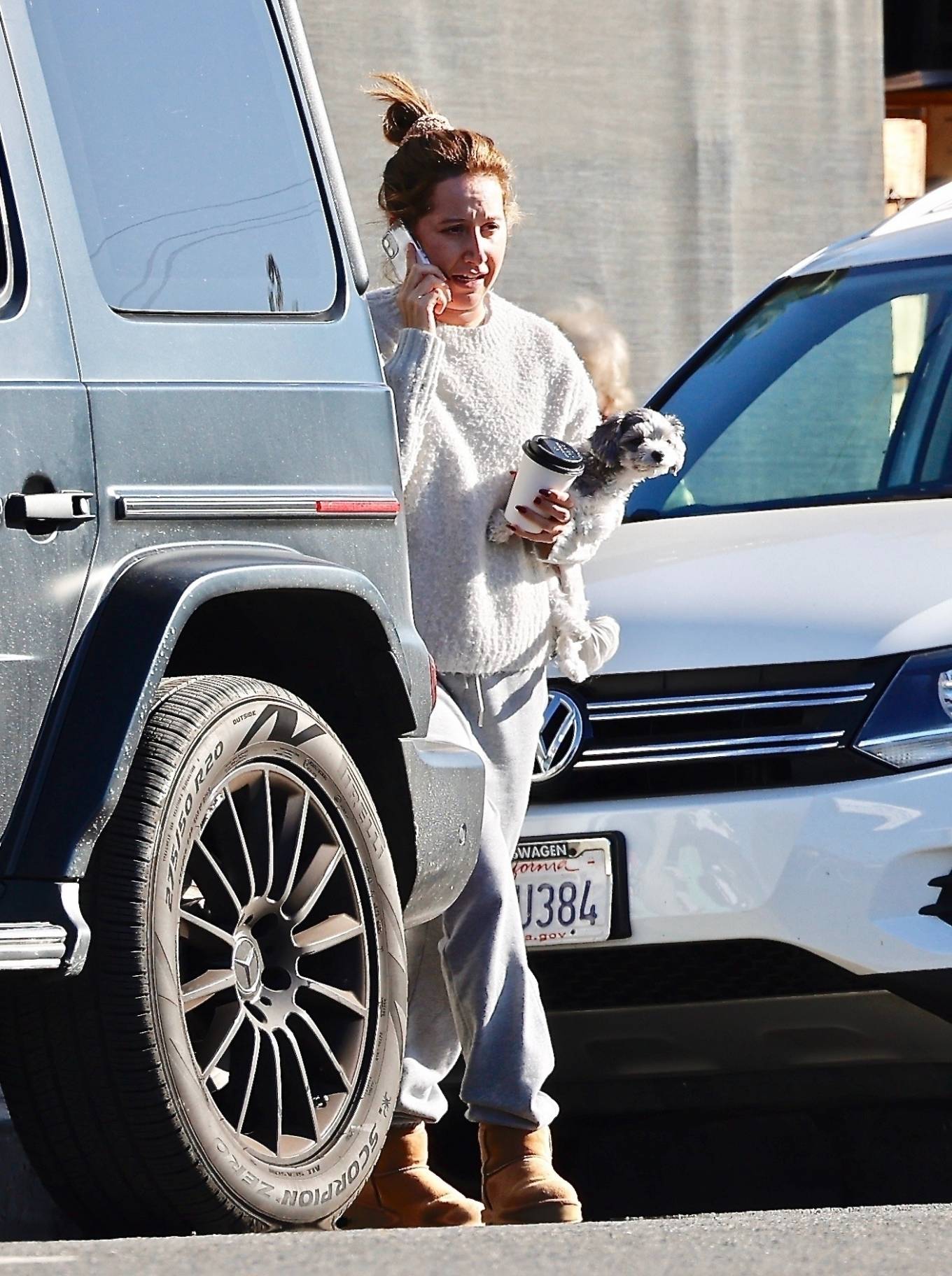 Ashley Tisdale 2022 : Ashley Tisdale – Brings her dog along on a mid-day coffee run in Studio City-07