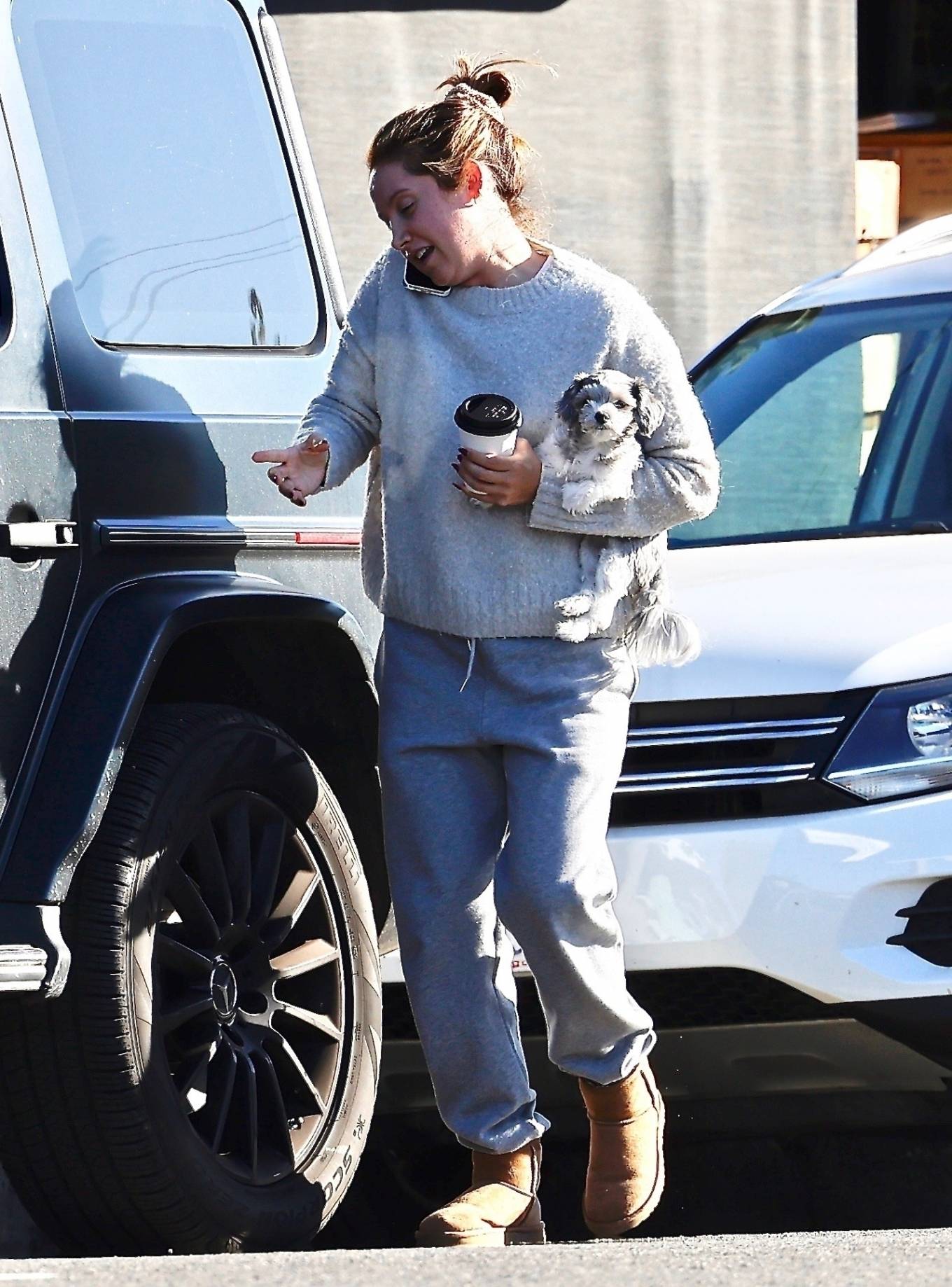 Ashley Tisdale 2022 : Ashley Tisdale – Brings her dog along on a mid-day coffee run in Studio City-09
