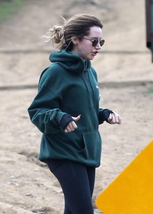 Ashley Tisdale in Tights Hike at Runyon Canyon in Los Angeles