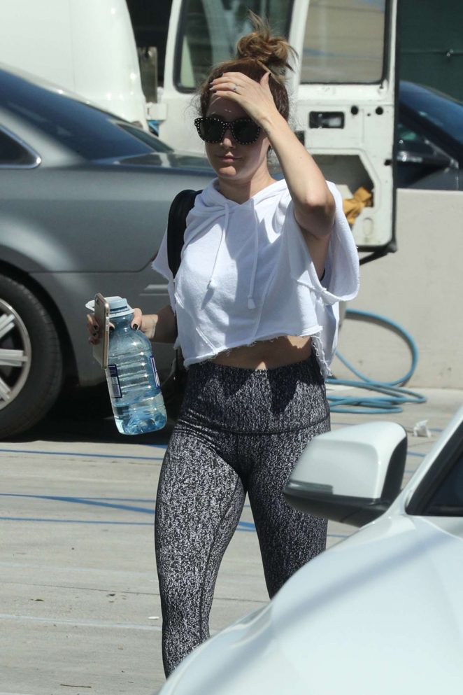 Ashley Tisdale Leaves the gym in West Hollywood
