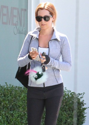 Ashley Tisdale in Tights Leaving Rise Movement in West Hollywood