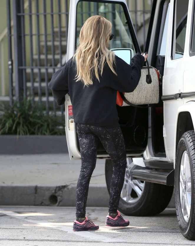 Ashley Tisdale in Tights Leaving the gym in West Hollywood
