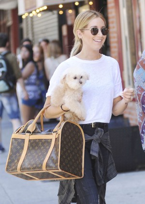 Ashley Tisdale With her dog out in Soho