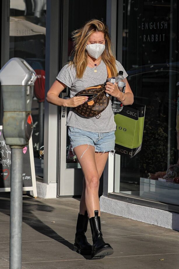 Ashley Tisdale - Rocks Daisy Dukes shorts and boots while out in Beverly Hills