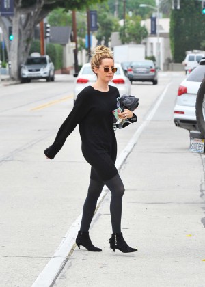 Ashley Tisdale in Black Dress Out in West Hollywood