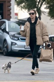 Ashley Tisdale - Takes her pup Ziggy to pick up food to go in Los Feliz
