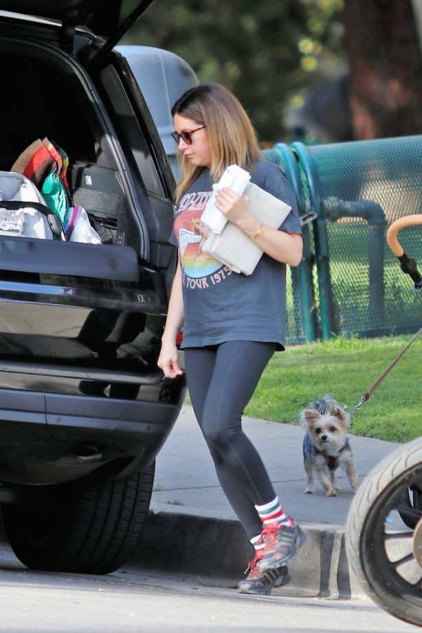 Ashley Tisdale - With Christopher French and their newborn baby girl Jupiter Iris in Los Feliz