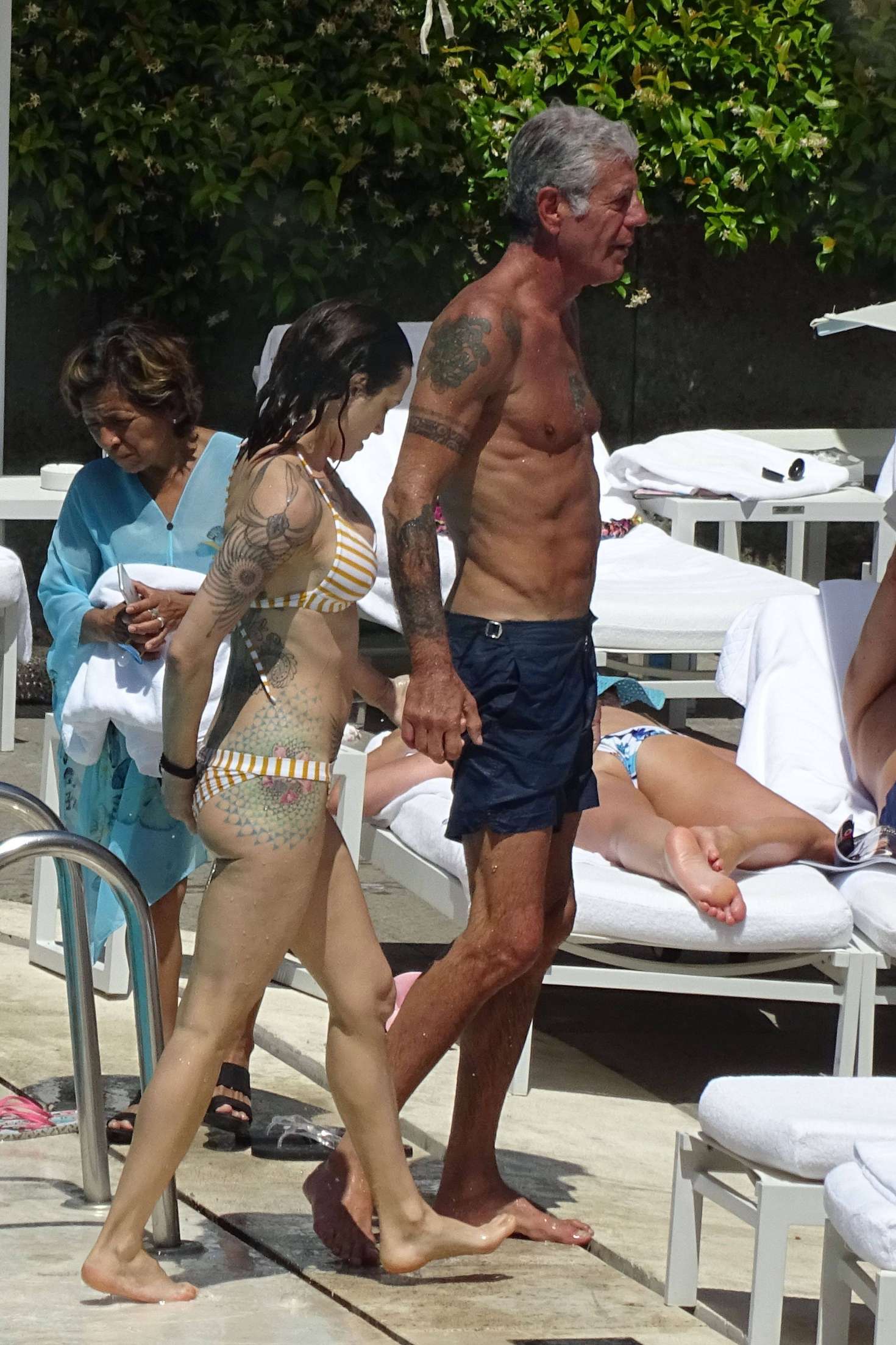 Asia Argento - Bikini Candids at the hotel swimming pool in Rome. 